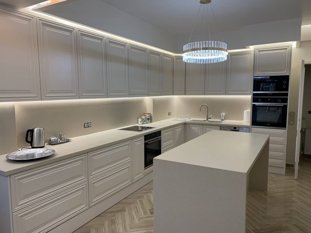 Kitchen and bathroom countertops with corian