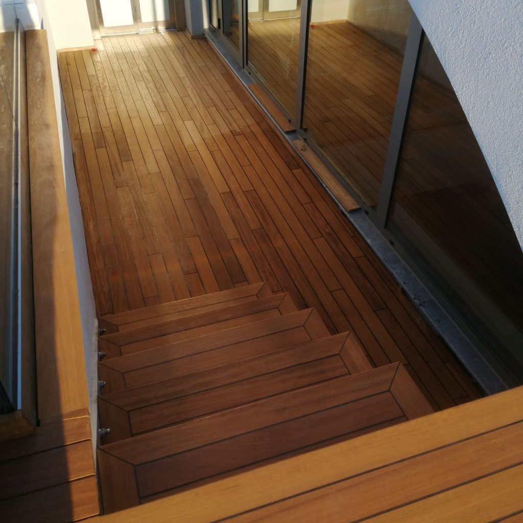 Balcony decking & pool decking with iroko wood