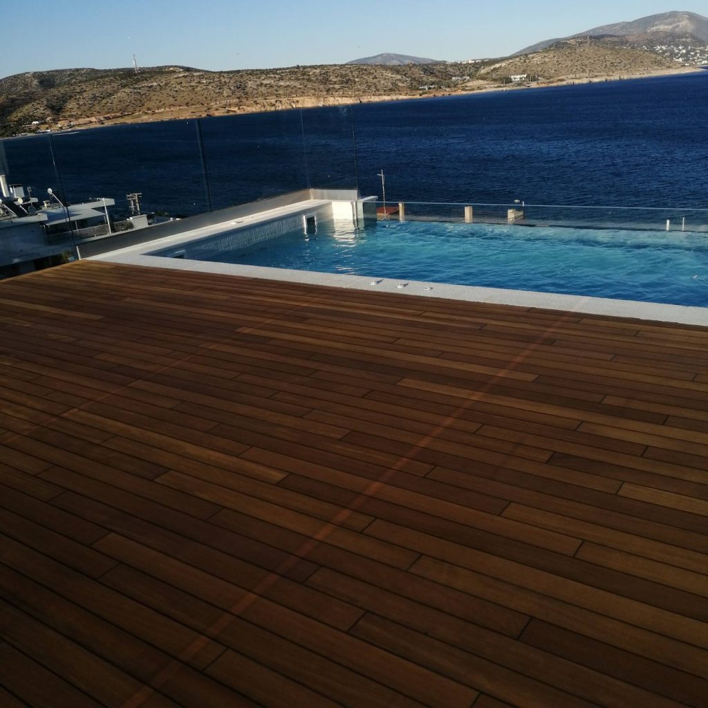 Balcony decking & pool decking with iroko wood
