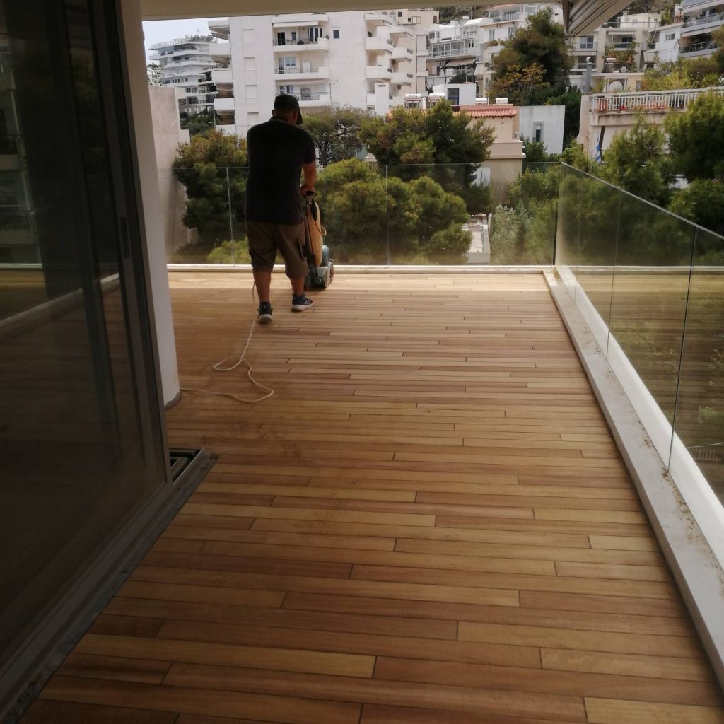 Balcony decking & pool decking with iroko wood