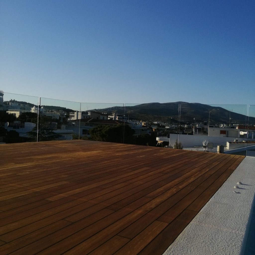 Balcony decking & pool decking with iroko wood